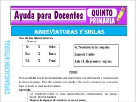 Modelo de la Ficha de Abreviaturas y Siglas para Quinto de Primaria