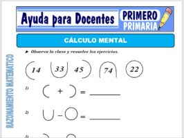 Modelo de la Ficha de Actividad de Cálculo Mental para Primero de Primaria