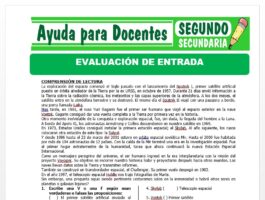 Modelo de la Ficha de Actividad de Evaluación de Entrada para Segundo de Secundaria