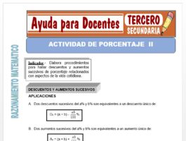 Modelo de la Ficha de Actividades de Porcentajes II para Tercero de Secundaria