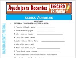 Modelo de la Ficha de Series Verbales para Tercero de Primaria