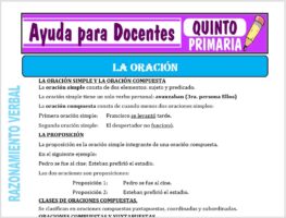 Modelo de la Ficha de Actividad de la Oración para Quinto de Primaria