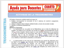 Modelo de la Ficha de Actividad de la Trigonometría para Cuarto de Secundaria