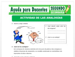 Modelo de la Ficha de Actividad de Analogías para Segundo de Secundaria