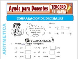 Modelo de la Ficha de Comparación de Decimales para Tercero de Primaria