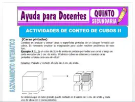 Modelo de la Ficha de Actividades de Conteo de Cubos II para Quinto de Secundaria