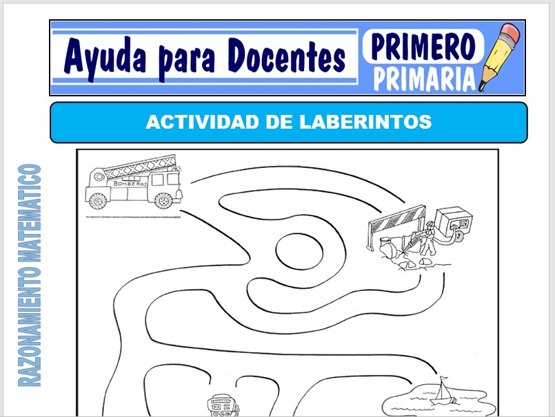 Modelo de la Ficha de Actividades de los Laberintos para Primero de Primaria Modelo de la Ficha de Actividades de los Laberintos para Primero de Primaria