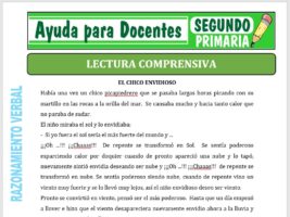Modelo de la Ficha de Actividades de Lectura Comprensiva para Segundo de Primaria