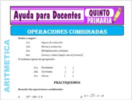 Modelo de la Ficha de Actividades de Operaciones Combinadas para Quinto de Primaria