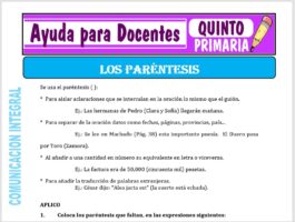 Modelo de la Ficha de Actividad de los Paréntesis para Quinto de Primaria
