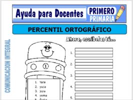 Modelo de la Ficha de Actividades de Percentil Ortográfico para Primero de Primaria