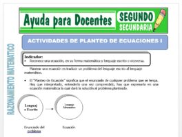 Modelo de la Ficha de Actividades de Planteo de Ecuaciones II para Segundo de Secundaria