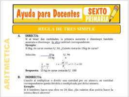 Modelo de la Ficha de Actividades de Regla de Tres Simple para Sexto de Primaria