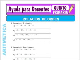 Modelo de la Ficha de Relación de Orden para Quinto de Primaria