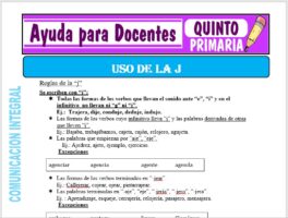 Modelo de la Ficha de Uso de la “J” para Quinto de Primaria