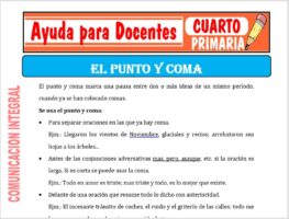 Modelo de la Ficha de El Punto y Coma para Cuarto de Primaria