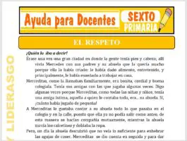 Modelo de la Ficha de El Respeto para Sexto de Primaria