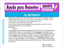 Modelo de la Ficha de Actividades del Retrato para Quinto de Primaria