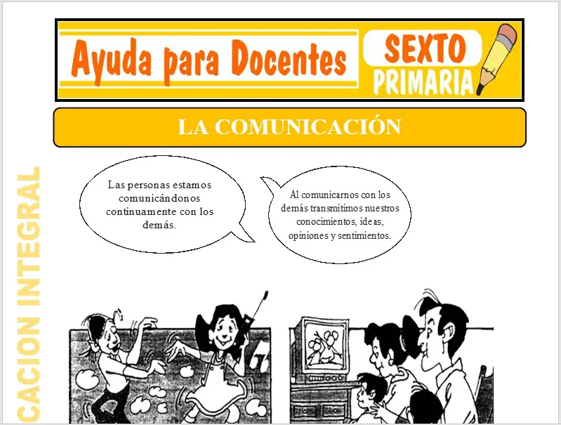 Modelo de la Ficha de Actividades de la Comunicación para Sexto de Primaria