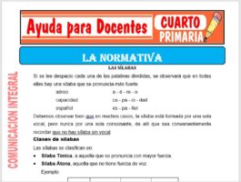 Modelo de la Ficha de Actividades de la Normativa para Cuarto de Primaria