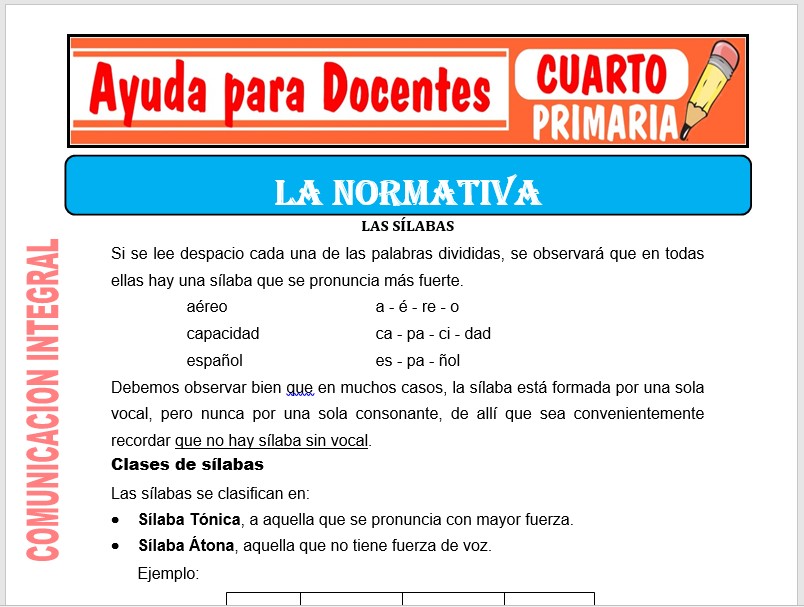 Modelo de la Ficha de Actividades de la Normativa para Cuarto de Primaria Modelo de la Ficha de Actividades de la Normativa para Cuarto de Primaria
