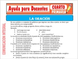 Modelo de la Ficha de Actividades de la Oración para Cuarto de Primaria