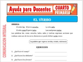 Modelo de la Ficha de Actividades del Verbo para Cuarto de Primaria