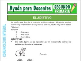 Modelo de la Ficha de Adjetivos y sus Clases para Segundo de Primaria