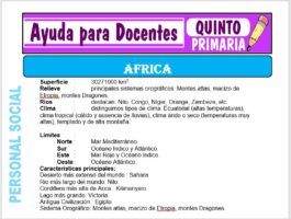 Modelo de la Ficha de El África para Quinto de Primaria