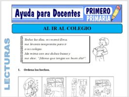 Modelo de la Ficha de Al Ir al Colegio para Primero de Primaria