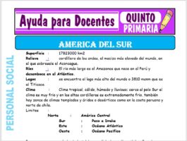 Modelo de la Ficha de América del Sur para Quinto de Primaria