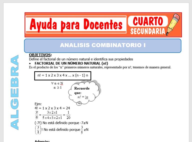Análisis Combinatorio I para Cuarto de Secundaria – Ayuda para Docentes