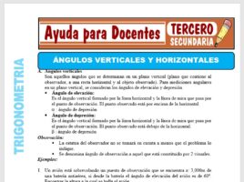 Modelo de la Ficha de Ángulos Verticales y Horizontales para Tercero de Secundaria
