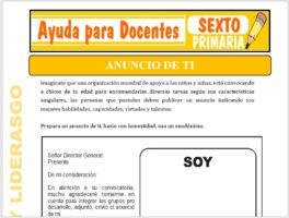 Modelo de la Ficha de Anuncio de Ti para Sexto de Primaria