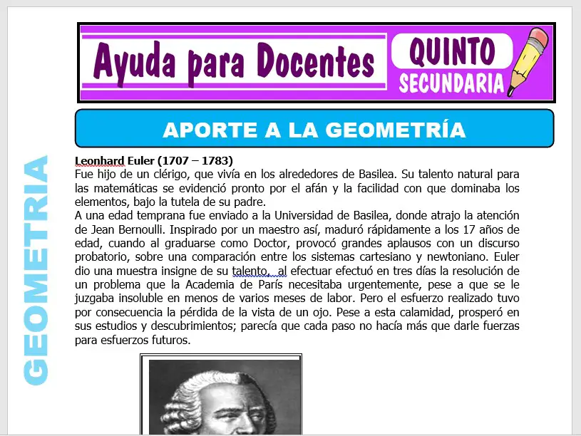 Modelo de la Ficha de Aporte a la Geométria para Quinto de Secundaria