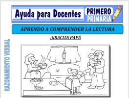 Modelo de la Ficha de Aprendemos a Comprender la Lectura para Primero de Primaria