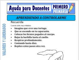 Modelo de la Ficha de Aprendiendo a Controlarme para Primero de Primaria