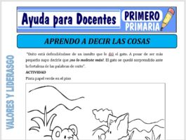 Modelo de la Ficha de Aprendiendo a Decir las Cosas para Primero de Primaria