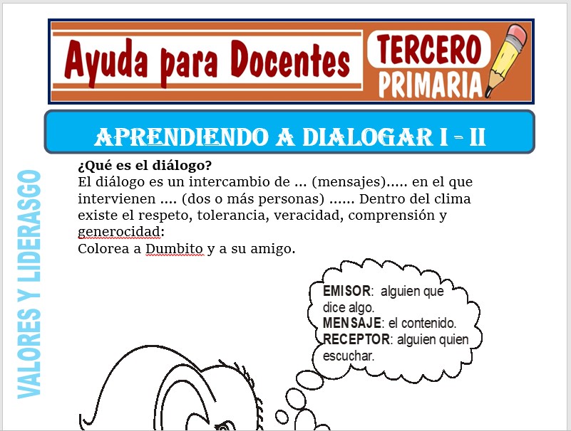 Modelo de la Ficha de Aprendiendo a Tolerar I y II para Tercero de Primaria