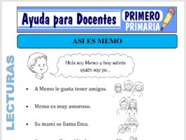 Modelo de la Ficha de Asi es Memo para Primero de Primaria