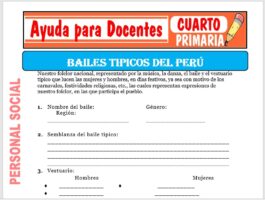 Modelo de la Ficha de Bailes Tipos del Perú para Cuarto de Primaria