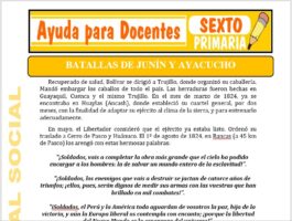 Modelo de la Ficha de Batallas de Junín y Ayacucho para Sexto de Primaria