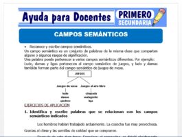 Modelo de la Ficha de Campos Semánticos para Primero de Secundaria