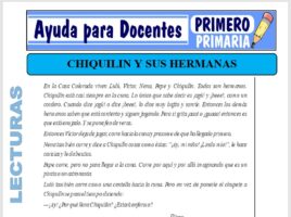 Modelo de la Ficha de Chiquilín y sus hermanas para Primero de Primaria