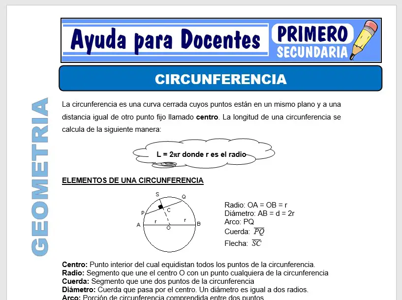 Modelo de la Ficha de Circunferencia para Primero de Secundaria