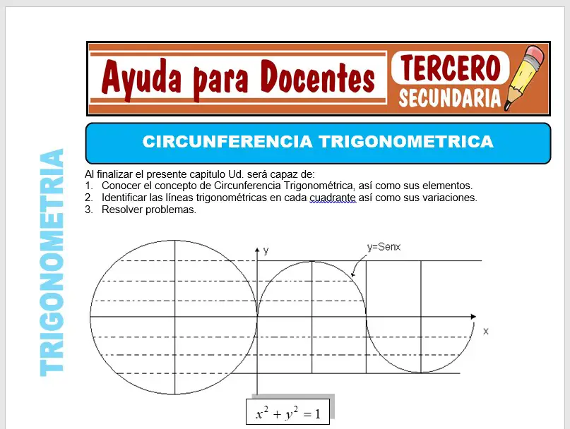 Modelo de la Ficha de Circunferencia Trigonométrica para Tercero de Secundaria Modelo de la Ficha de Circunferencia Trigonométrica para Tercero de Secundaria