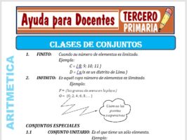 Modelo de la Ficha de Clases de Conjuntos para Tercero de Primaria