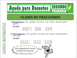 Modelo de la Ficha de Clases de Fracciones para Segundo de Primaria