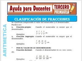 Modelo de la Ficha de Clasificación de Fracciones para Tercero de Primaria