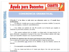 Modelo de la Ficha de Coherencia Gramatical para Cuarto de Secundaria